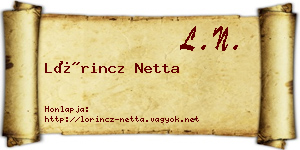 Lőrincz Netta névjegykártya