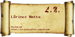Lőrincz Netta névjegykártya