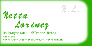 netta lorincz business card